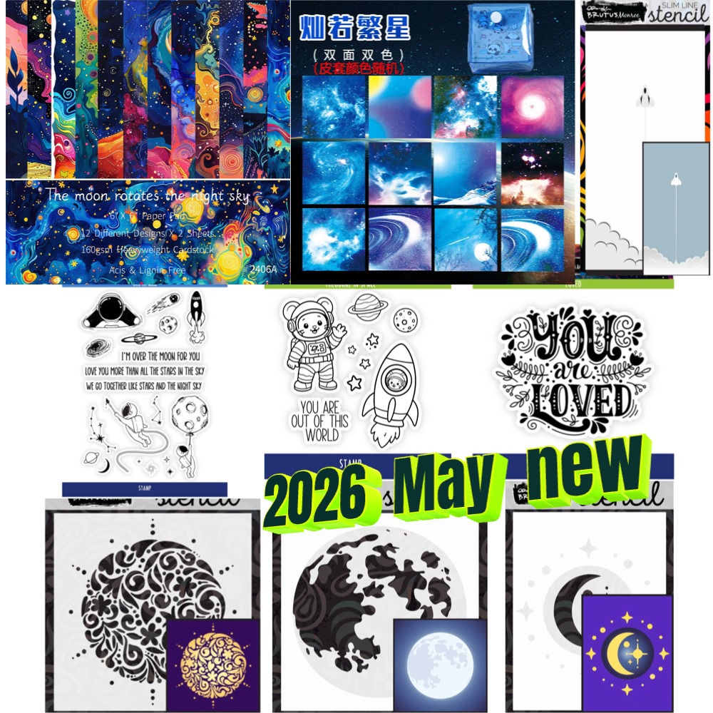 Clear Silicone Stamps For Card Making - Planet series spacecraft clear silicone stamps