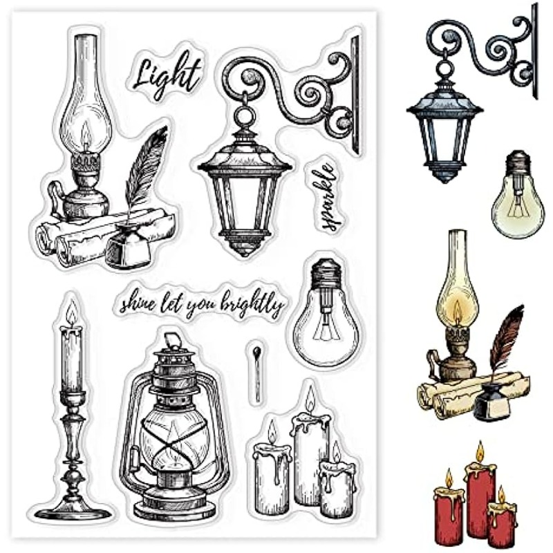 Clear Silicone Stamps For Card Making - Vintage Lights Silicone Clear Stamp Candles