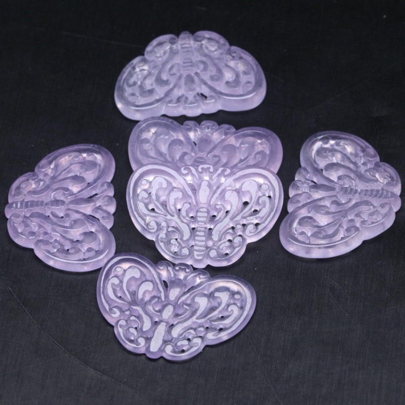 2pc Natural Purple Jade Hollow - Beading review and price