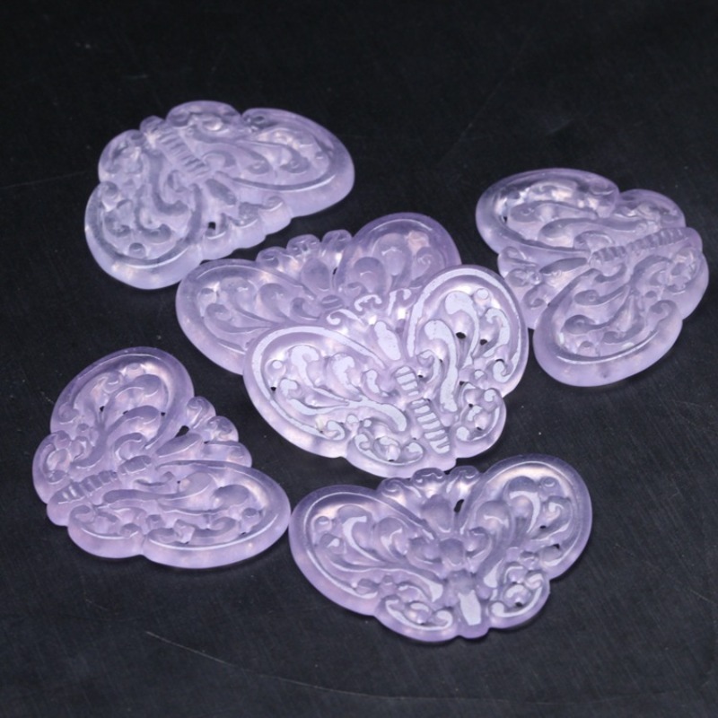 2pc Natural Purple Jade Hollow - Beading review and price