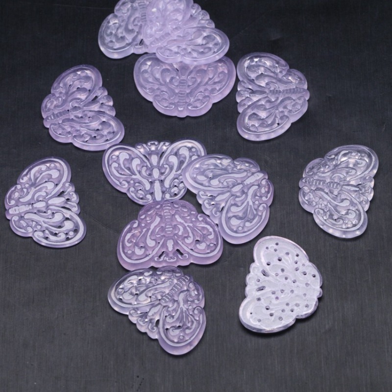 2pc Natural Purple Jade Hollow - Beading review and price
