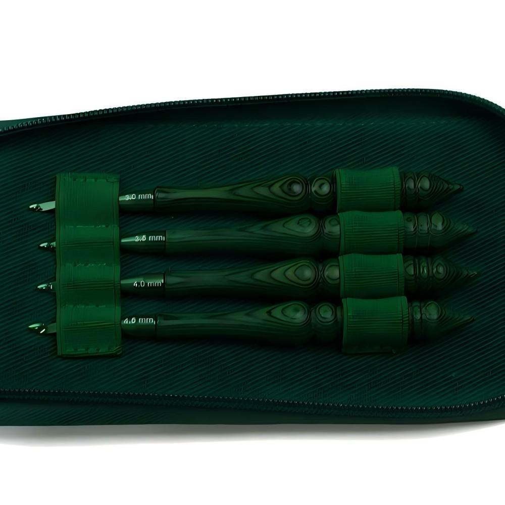 Crochet Hook Set Green Synthet - Wooden Crochet Hooks Ergonomic Handle review and price