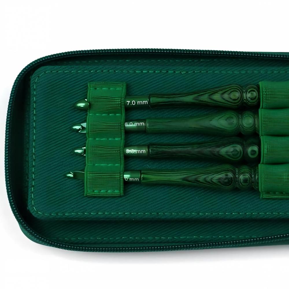 Crochet Hook Set Green Synthet - Wooden Crochet Hooks Ergonomic Handle review and price