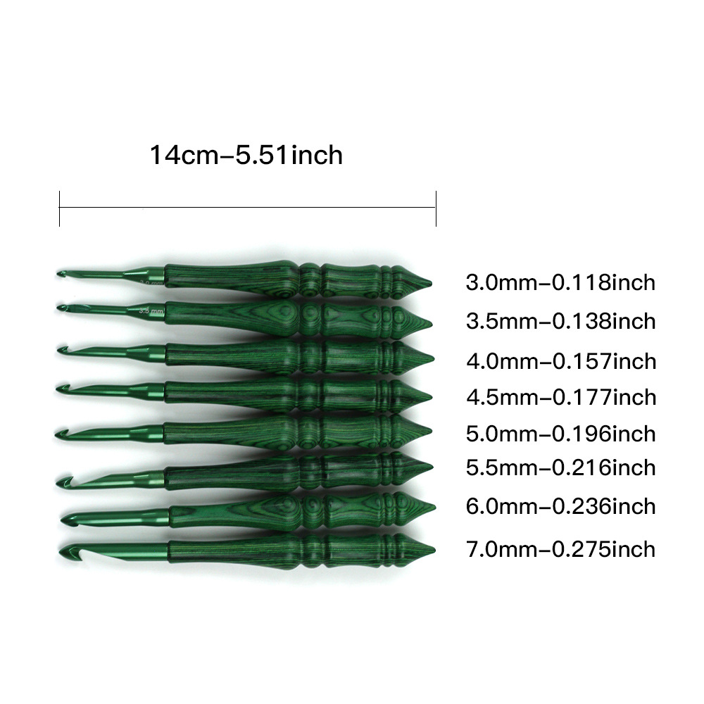 Crochet Hook Set Green Synthet - Wooden Crochet Hooks Ergonomic Handle review and price